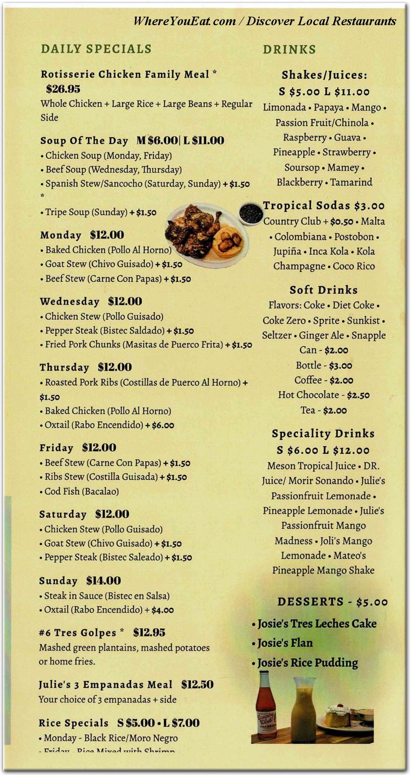 menu